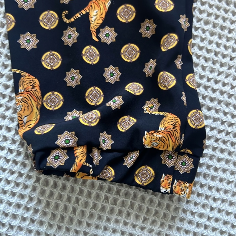 Zara Basic Black And Gold Patterned Pants - image 4